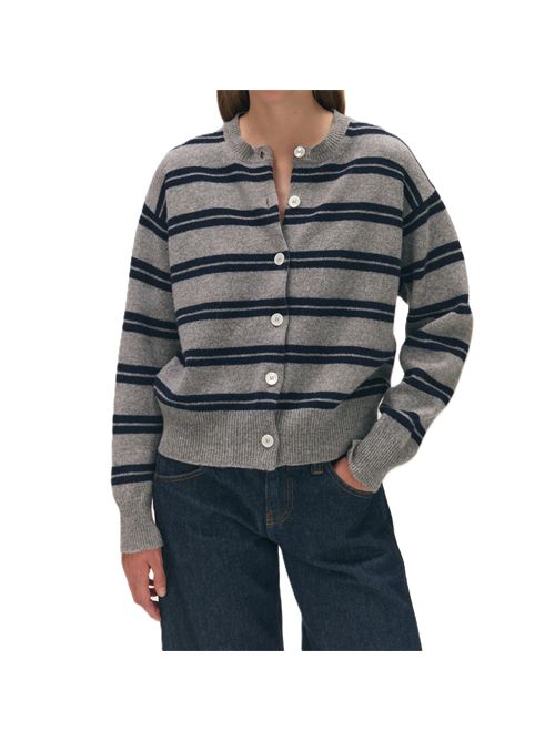 Ada Crewneck Cardigan &DAUGHTER | KDA00838FLANNEL GREY WITH NAVY